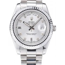 Aaa fake watches Dial Stainless Polished Silver Rolex Day-Date Steel 0704